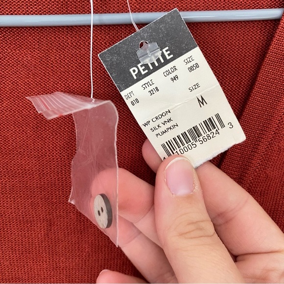 Eddie Bauer Silk Button Up Cardigan Pumpkin Size Medium Petite - Picture 3 of 9